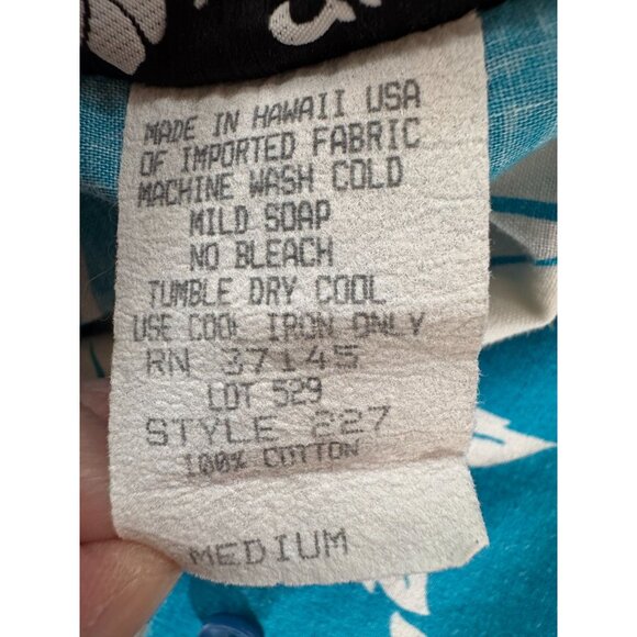 Hilo Hattie Womens Hawaiian Floral Button-Up Shirt Medium Teal & White 100% Cott - Picture 16 of 16